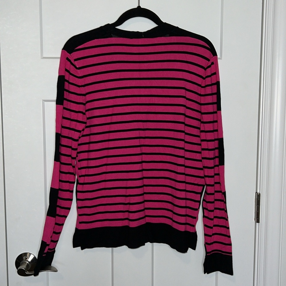 NWT Carre Noir Pink Striped Knit Button Cardigan - Picture 3 of 5